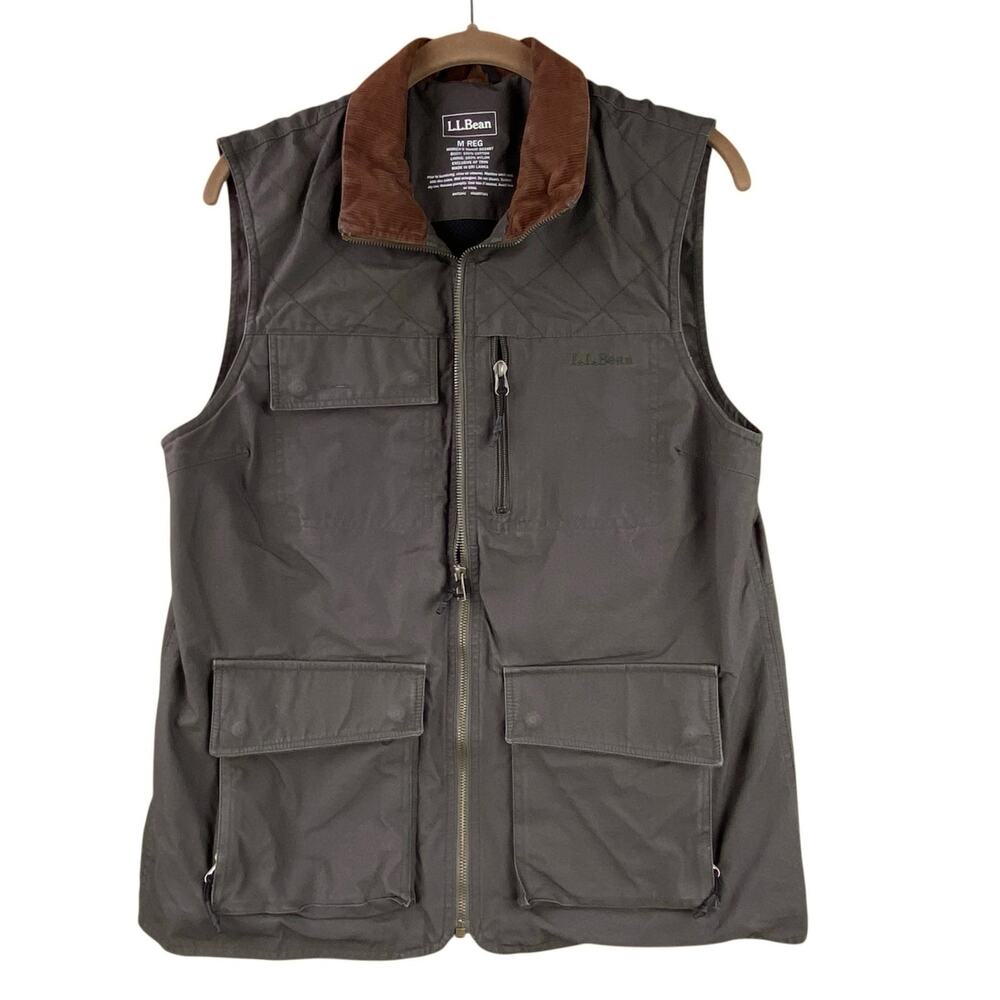 L.L. Bean Cotton Utility Vest Size M Barn Hunting Outdoors Corduroy Collar